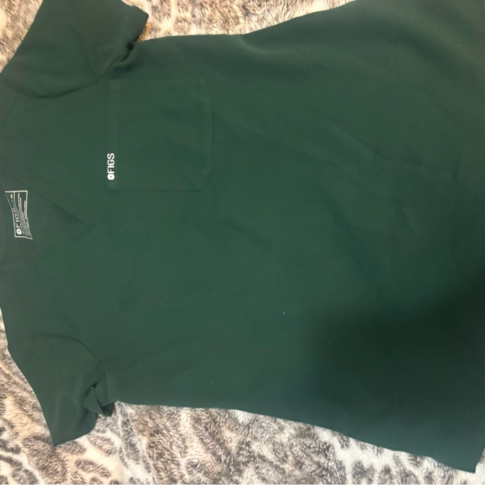 Figs British Racing Green V-Neck Scrub Top with Chest Pocket